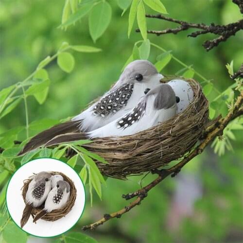 Realistic Artificial Craft Birds Bird Nest Bird Egg Suit Feathered Birds Background Props 1 Set Handmade Decor Home Car Ornament