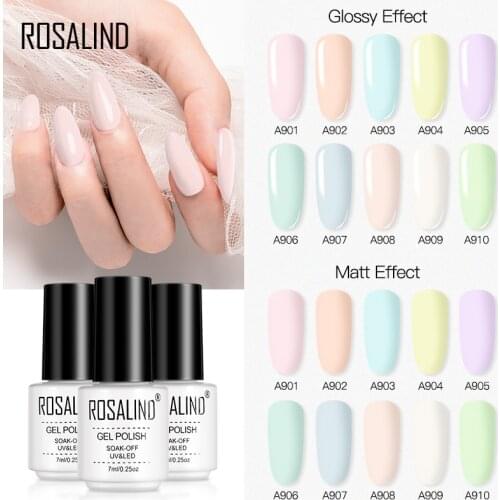 ROSALIND 7ML Gel Nail Polish Summer Macaron For Semi Permanent Manicure Gel Hybrid Varnish For Matt Base Top Coat DIY Art Design