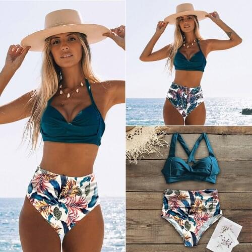 Sexy High Waist Bikini 2021 Halter Plus Size Swimwear Women Swimsuit Female Bikini Set Bodysuit Bathing Suit Summer Biquini XXL