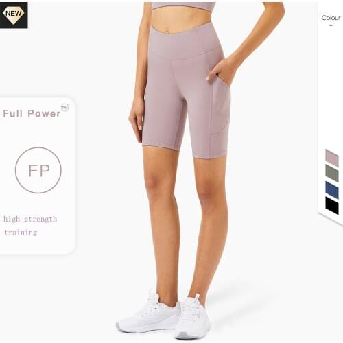 New 2021 High-intensity Exercise Gym Yoga Shorts Women Pocket High Waist Cycling Fitness Training Five-point Pants Lulu Leggings