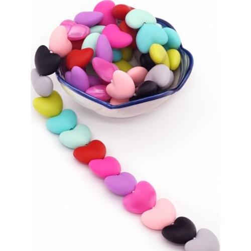 Sutoyuen 20pc Heart Silicone Beads Loose BPA Free For DIY Jewelry Making Necklace Bracelet Baby Silicone Teething Safe Toys