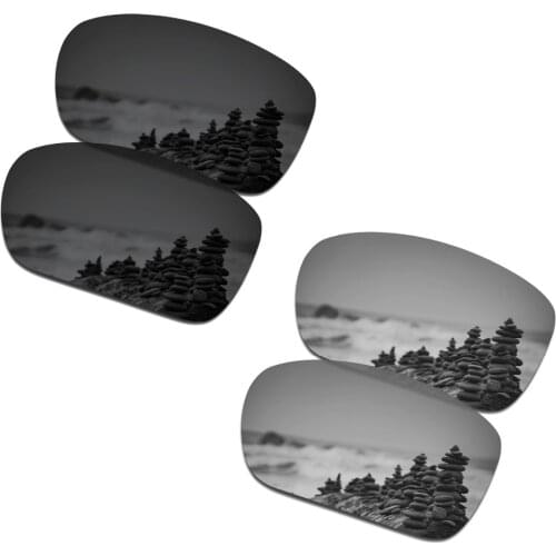 SmartVLT 2 Pairs Polarized Sunglasses Replacement Lenses for Oakley TwoFace Stealth Black and Silver Titanium