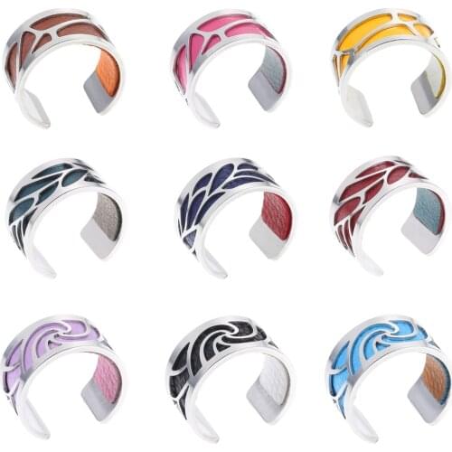 Legenstar New Stainless Steel Ring For Women Bijoux Adjustable Ring Interchangeable Leather Bague Femme Argent Geometric Jewely