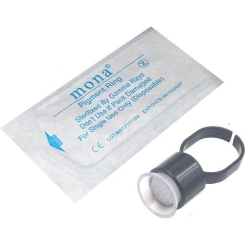 100 PCS Permanent Makeup Disposable Finger Ring Ink Cups With Sponge tattoo/Permanent Makeup Accessories