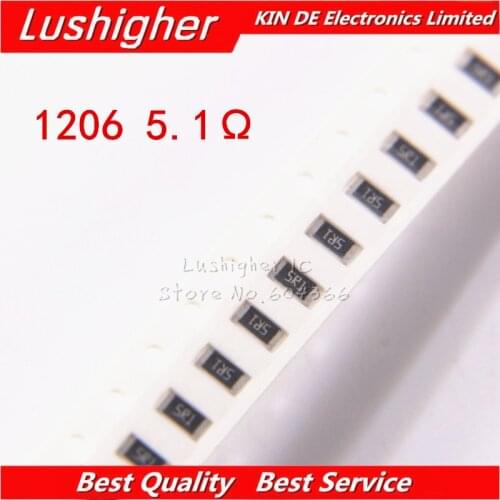 100PCS 1206 SMD Resistor 5% 5.1 Ohm 5R1 5.1ohm