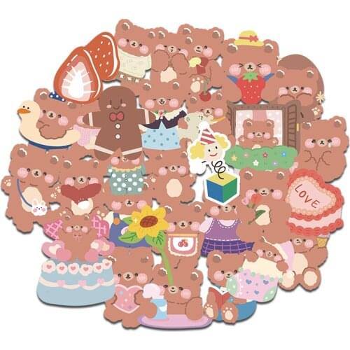 30Pcs Cute Lazy Bear Korean Kawaii Sticker Waterproof For Suitcase Refrigerator Skateboard Car Accessories Sticker