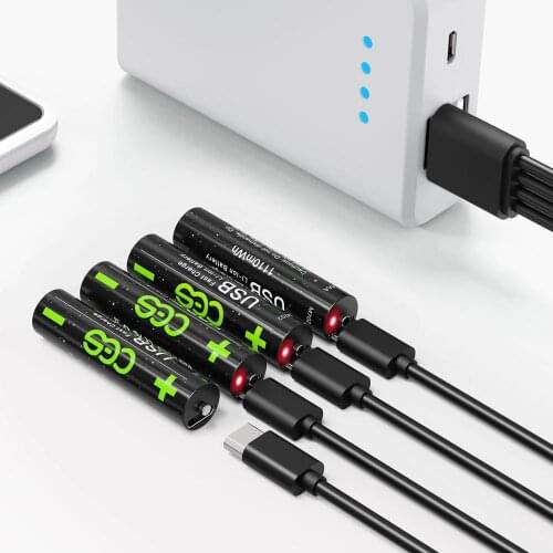 4pcs 1.5V AAA 1110mWh li-polymer rechargeable lithium li-ion powerful USB LITHIUM batteries + usb cable