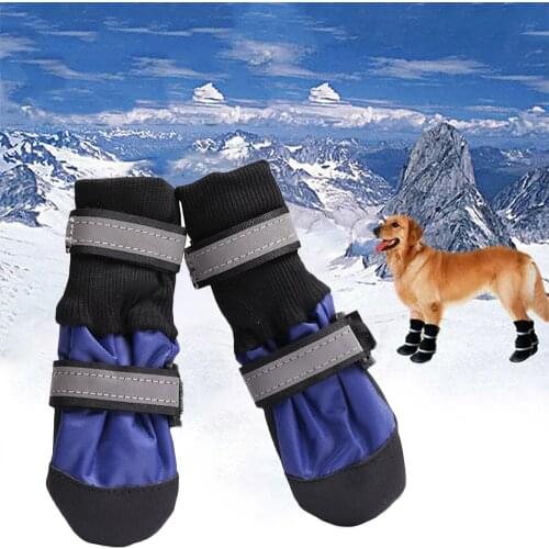 4pcs Winter Pet Dog Shoes Waterproof Snow Rain Anti-Slip Pet Boots Paw Protector Reflective For Medium Large Dogs Labrador Husky