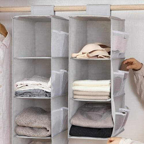 4 Layers Foldable Hanging Storage Bag Wardrobe Organizer Underwear Socks Clothes Storage Shelves Closet Hanging Shoe Organizer