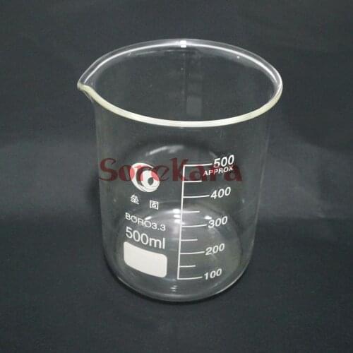 500ml Low Form Beaker Chemistry Laboratory Borosilicate Glass Transparent Beaker Thickened with spout