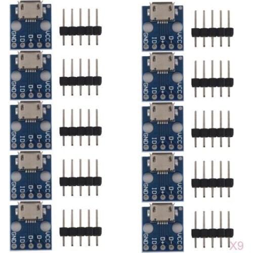 90x Female Micro USB Type B to DIP 5 Pins Adapter Pinboard 2.54 mm Board