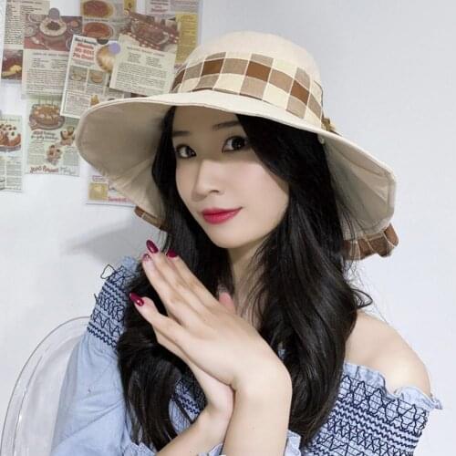 Anti-UV Wide Brim Sun Hat Women Vacation Summer Foldable Bucket Hat Large Brim European Beach Fishing Panama Visor Sun Hat