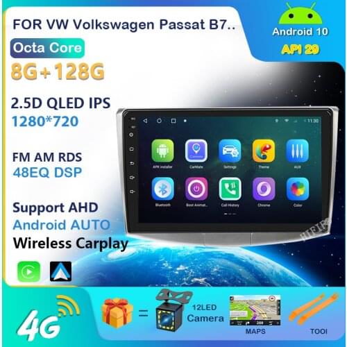 2 Din Auto Radio Android 10 dsp For VW/Volkswagen/Magotan/CC/Passat B6 B7 RAM 4GB ROM 64G Car Multimedia Player GPS USB DVR FM