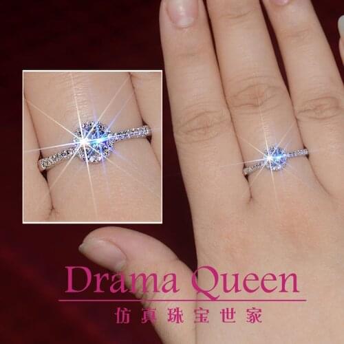 Shining round hearts arrows 0.5 Ct sona synthetic stone wedding engement rings for wommen