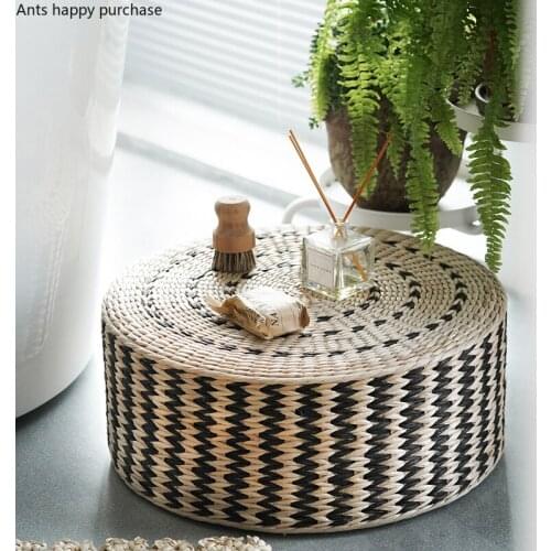 Cattail Make Thicken Cushion Round Manual Weave Sponge Filling Cushion Home Use Living Room Decoration Meditation Pad Futon