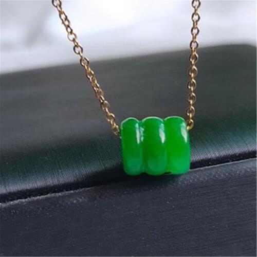 Natural green jade Gemstone Chalcedony 18k Gold chain necklace Dangle DIY simple Popular Accessories jewelry Fashion