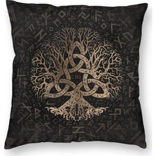 Tree Of Life With Triquetra Viking Cushion Cover Print Vikings Valhalla Throw Pillow Case for Car Fashion Pillowcase Decoration