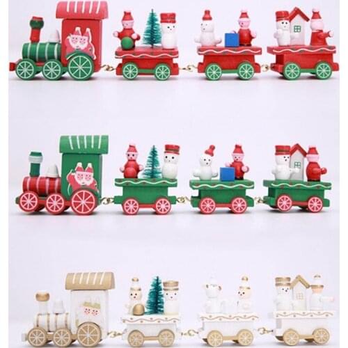 Wooden Christmas Train Ornament Christmas Decoration for Home Santa Claus Gift Toys Crafts Table Deco Xmas New Year