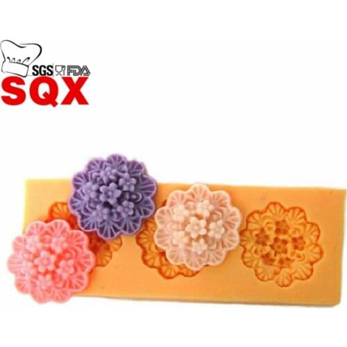 Mini Flower Shape Fondant Tool, Wedding Cake Decoration, Party Cake bakeware Tool, 3D Food grade Silicone Mold SQ15166