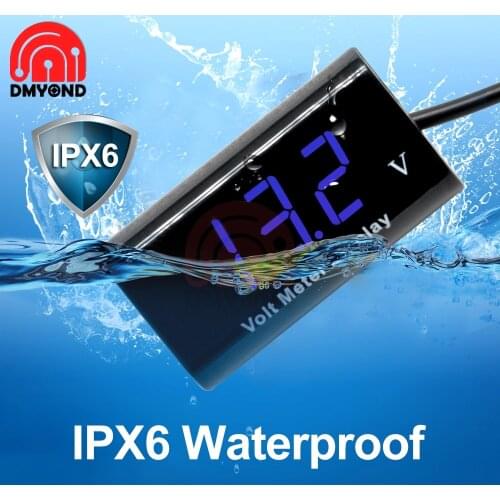 IPX6 0.56 Inch Blue DC 3V-18V LED Digital Display Voltage Meter Tester Panel Waterproof Voltmeter for Car Motorcycle Bicycle