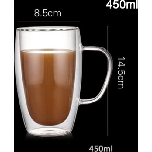 Double Wall Insulated Glasses Espresso Mugs High Temperature Resistant Thick Transparent Glass Cup CLH@8