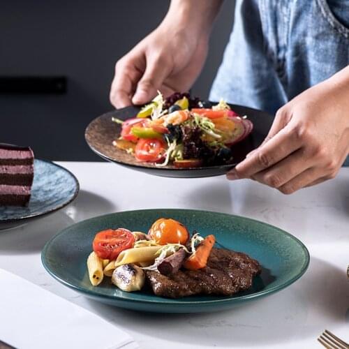 New Japanese style ceramic steak plate art plate Nordic Western food plate household dessert plate