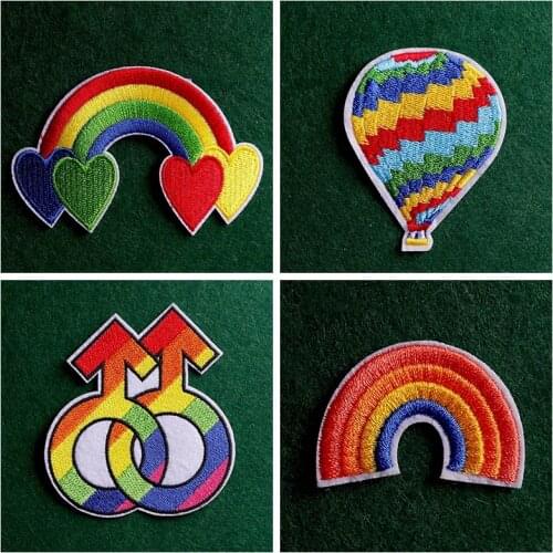 LGBT Patch Rainbow Iron On Patches For Clothing Stickers On Clothes hot air balloon Thermo-Stickers Badges DIY On Jacket 2pcs