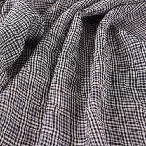 140CM Wide Black-white Check Print Linen Fabric for Pants Shirt Clothes H700