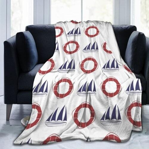 Cartoon sailboat blanket bed sofa air conditioning Pajama bed sheet throwing bed sheet childrens gift Blanket Sofa Bed gift