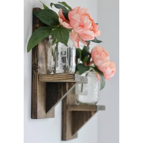 Solid Wood Wall Flower Shelf, Balcony Wall Shelf Modern Classic Shelves Living Room Decorative Shelf