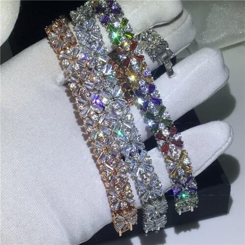 Charming Lady Flower bracelet AAAAA cubic zirconia Rose Gold Filled Party Engagement bracelets for women wedding accessaries