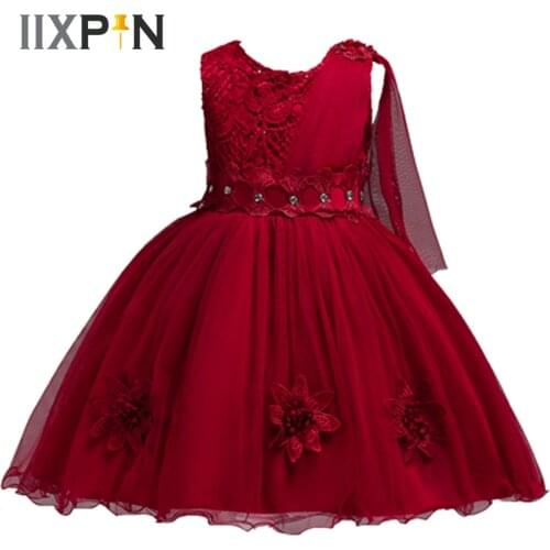 Girls 3D Flower Embroidery Dress Princess Dress Dancewear Kids Dresses for Girls Birthday Party First Communion Dance Costume