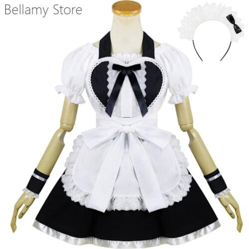 Customized handcraft Lolita bow ruffled apron Anime Cosplay dress Japanese maid Dress