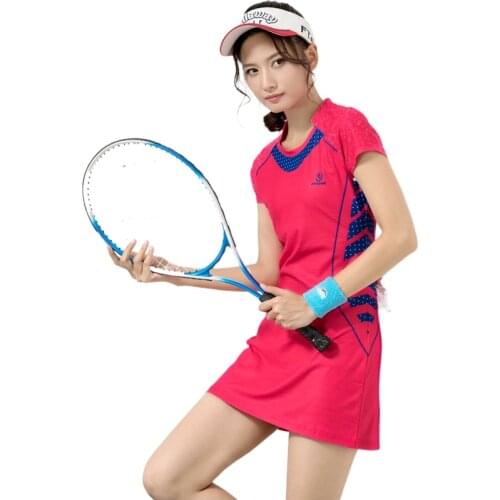 Spring and Summer New Badminton Dress Slimming Quick-drying Short Sleeve Badminton Wear Womens Sports Suit with Safety Shorts