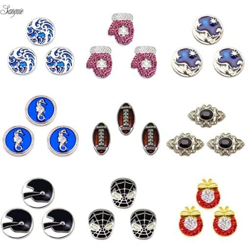 Fit 18mm Ginger Snaps Button Necklace pendant Bracelet Jewelry Enamel flower Snap Button rhinestone christmas hat snap Metal