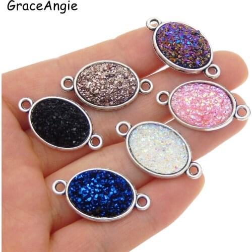 5pcs/pack Resin Cabochons Pendant trendy Assorted Resin Mixed Oval shape pendants charms jewelry Charms Diy Alloy JAccessories
