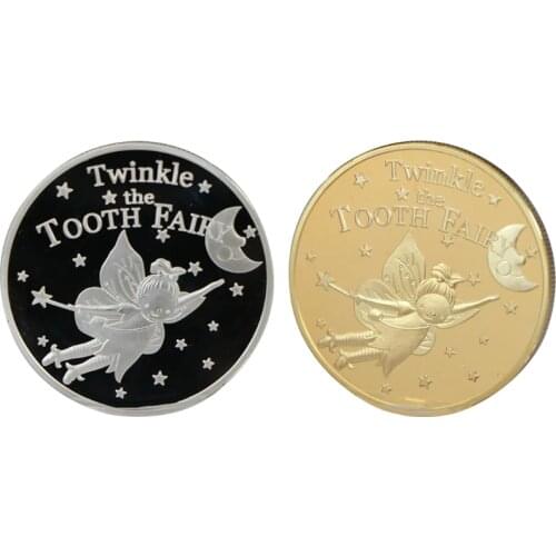 Gold Silver Plated Twinkle Tooth Fairy Coin Collection Souvenir Challenge Art Crafts Children Baby Teeth Growth Gifts E7CC
