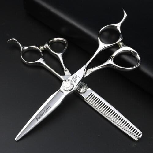 Silver high-end professional scissors Unique gossip screw scissors Standard 6.0 inch hair stylist scissors Salon scissors