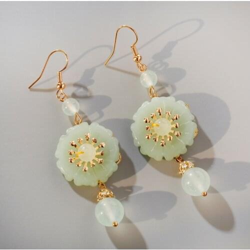 Shell Flower Earring Woman Jewelry Ethnic Pendientes Ear Rings For Girl Pierce Chinese Style Costume Jewelry For Women Vintage