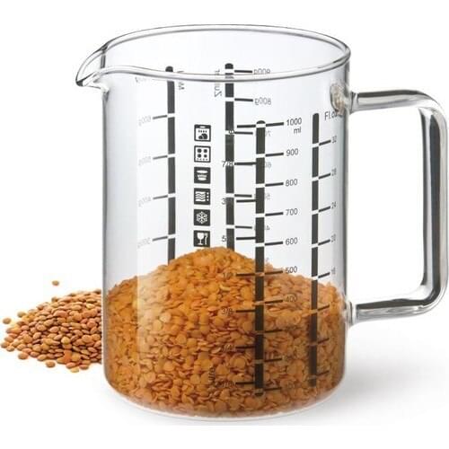 Borosilicate Glass Scale Solid and Liquid Measuring cup 1 lt Heat Resistant Glass Scale
