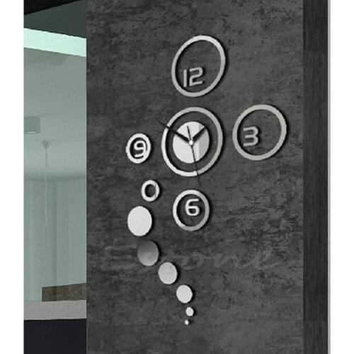 Mirror Fashion DIY Acrylic 3D Wall Clock Removable Decal Vinyl Art Sticker Living Room Home Decor