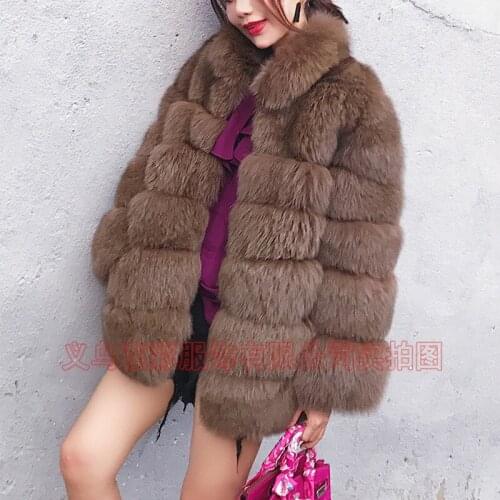 2021 new mid-length soft rabbit fur Korean imitation fur jacket female casual fox fur winter warm fur