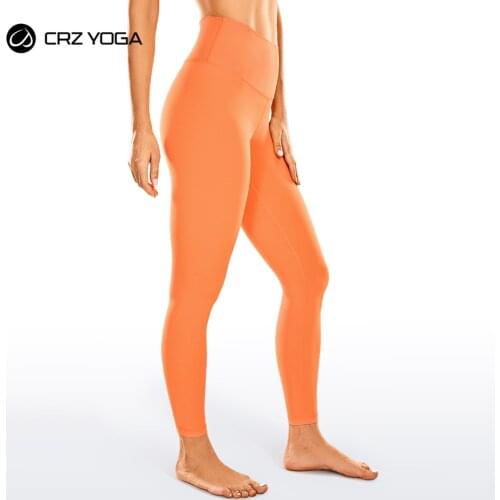 CRZ YOGA Womens Naked Feeling Yoga Pants - 25 Inches Neon Colors Leggings High Waisted Workout Tights Stretchy