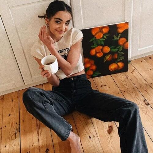 B-TOTO Retro Nine-point Jeans Female Black Gray Straight Loose High Waist Was Thin Tide Ins 2021 New Fashion