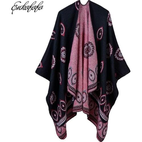 2019 New Brand Womens Winter Poncho Dandelion Print Vintage Blanket Women Lady Knit Shawl Cape Cashmere Scarf Poncho