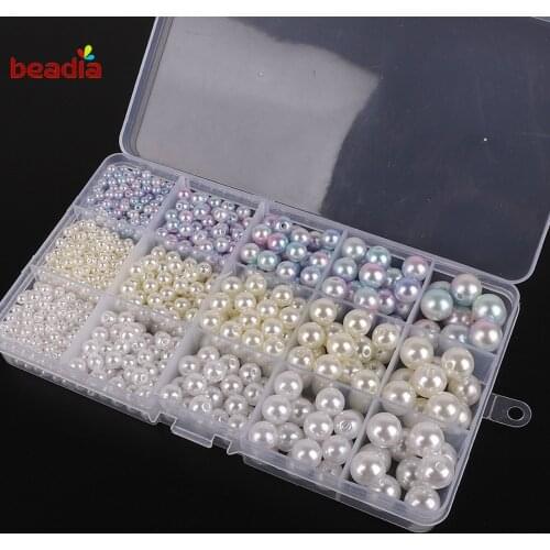 1 Set Approx 1300Pcs High Quality Multisize Pearl Imitation ABS Beads Kit Box Storage Craft For Jewelry Making Accessories