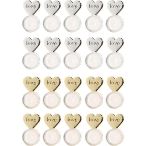 20Pcs Heart Love Magic Earring Lifters Earring Lifts Backs Adjustable Hypoallergenic Earring Nuts Ear Lobe Support Backs