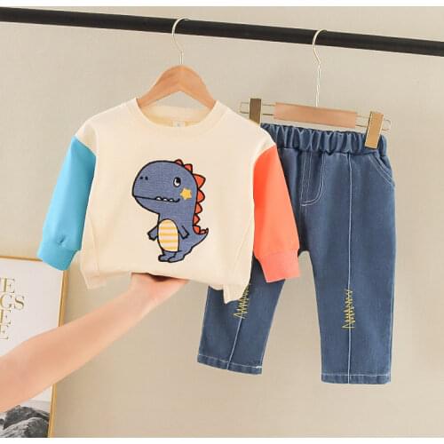 2021 Baby T-shirt Pants 2Pcs Suits Toddler Tracksuits Children Boys Girls Cartoon Patchwork Clothing Sets Kids Clothes Toddler