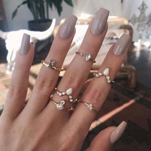 2021 top quality gold color two stone danity white fire opal engagement thin band ring women girl fashion christmas gift jewelry