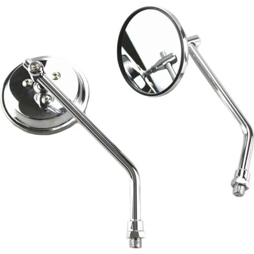 2x Universal Motorcycle M10 Round RearView Side Mirrors For Honda Yamaha Suzuki Kawasaki Old School Bobber